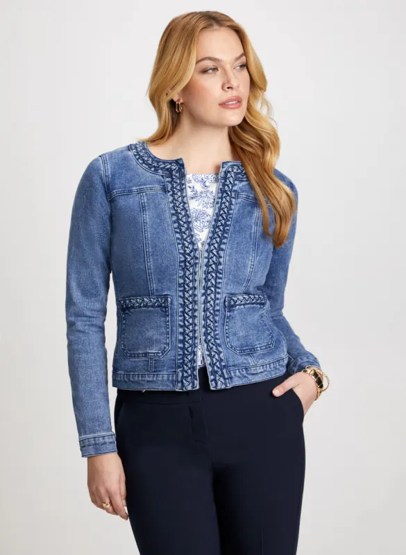 Braid Trim Denim Jacket sold by Laura