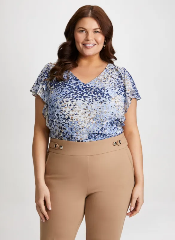 Printed Ruffle Detail Blouse sold by Laura