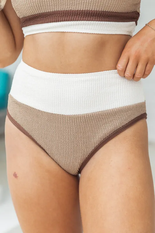 Do Not Disturb Neutral Color Block Swim Bottom sold by Pink Lily