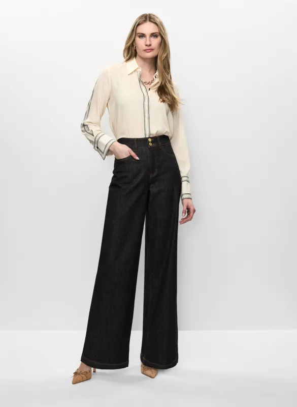 Contrast Trim Blouse & Wide Leg Jeans sold by Melanie Lyne