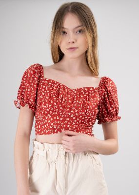 Top manga abullonada estampado floral sold by Shasa