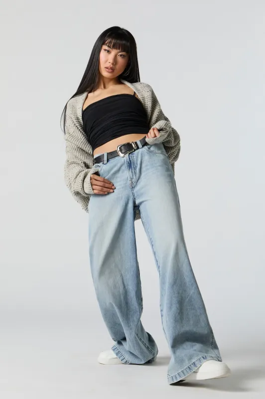 High Rise Light Blue Ultra Wide Leg Jean sold by Urban Planet