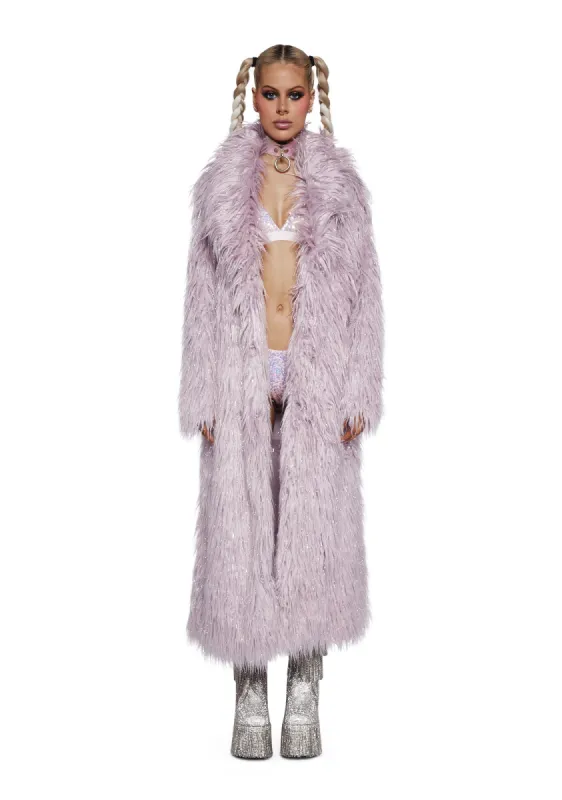 Astro Arctic Faux Fur Coat - Purple sold by Dolls Kill