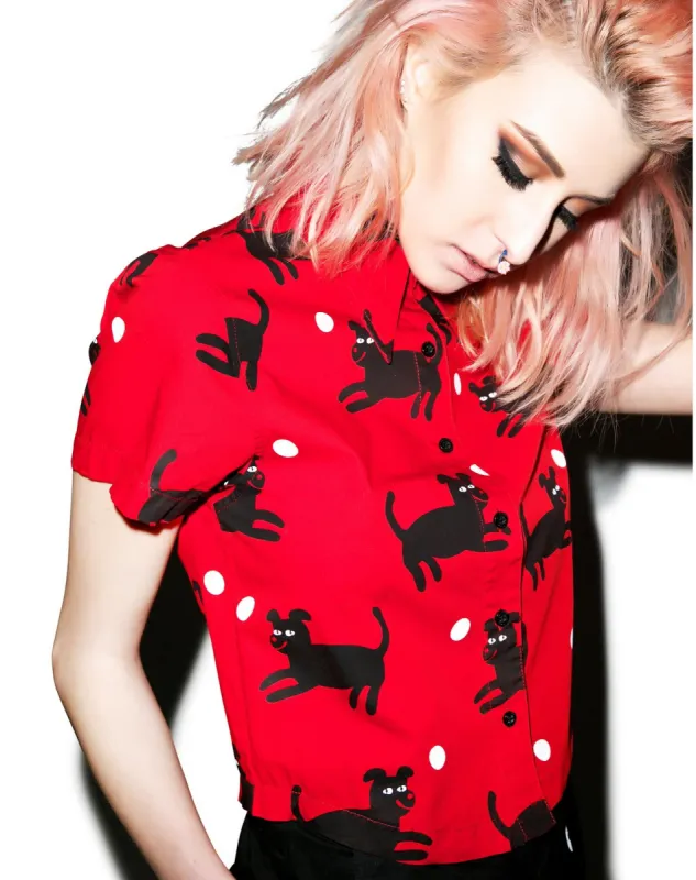 Black Dog Cropped Shirt sold by Dolls Kill