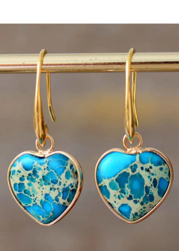 Boho Dangle Earrings Heart Jaspers sold by Boho Mood