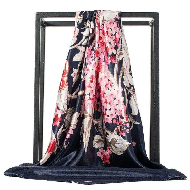 Boho Black Scarf Vintage floral print pink sold by Boho Mood