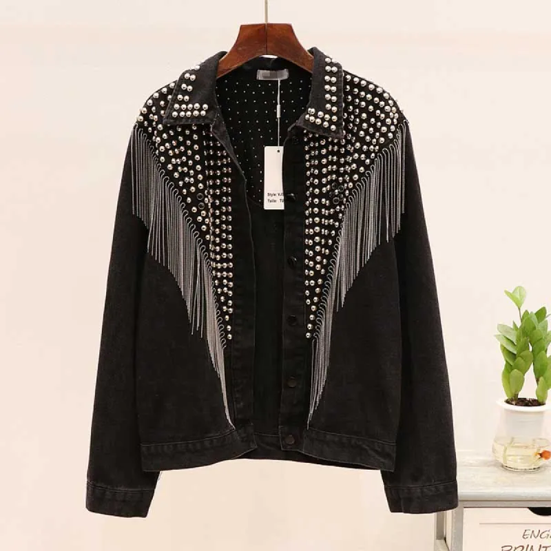 Oversized Denim Boho Fringe Jacket sold by Boho Mood