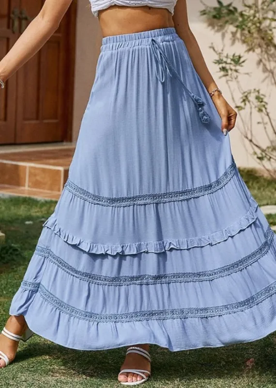 Boho Chic Blue Maxi Skirt with cord sold by Boho Mood