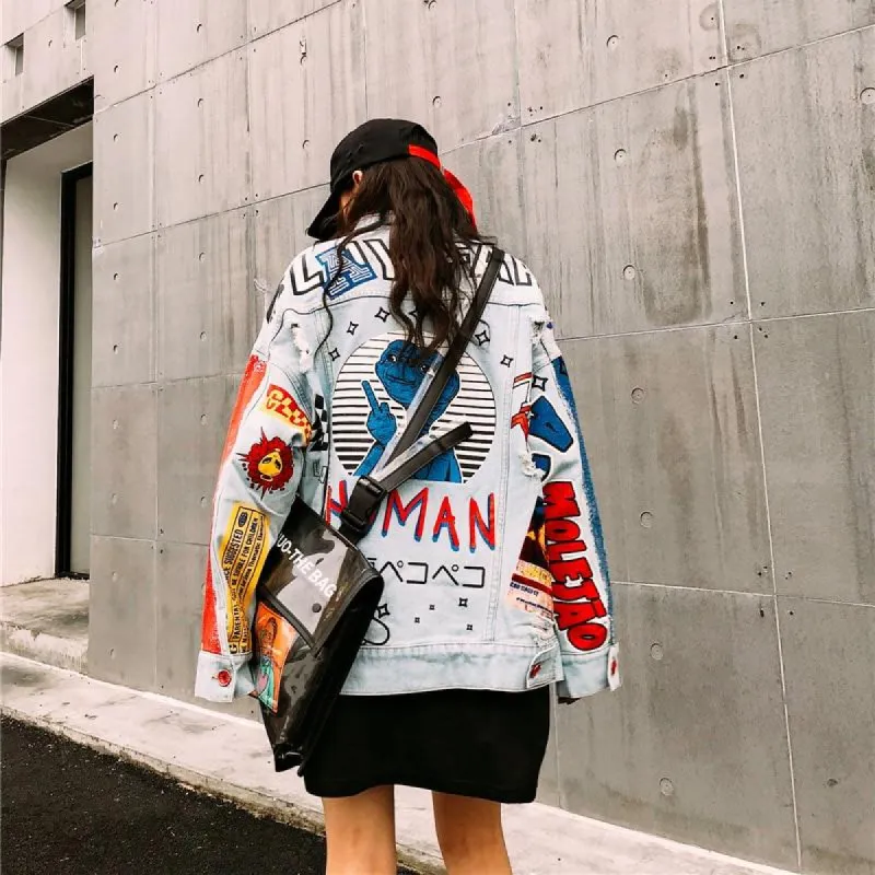 Boho Jacket Graffiti Denim sold by Boho Mood