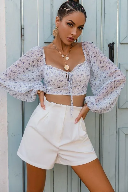 Boho Floral Smocked Bustier Crop Top sold by Boho Mood