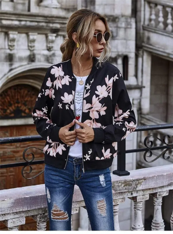Boho Bomber Jacket with Floral Print sold by Boho Mood