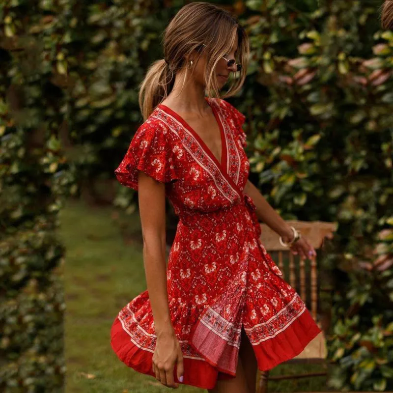 Red Boho-Style Dress sold by Boho Mood