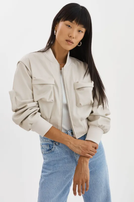 XAIA | Faux Leather Convertible Bomber Jacket sold by La Marque