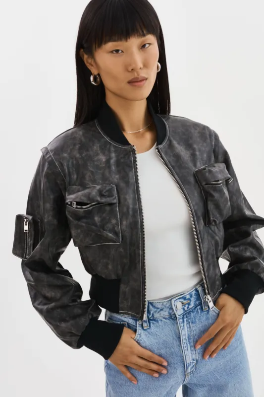 XAIA | Faux Leather Convertible Bomber Jacket sold by La Marque