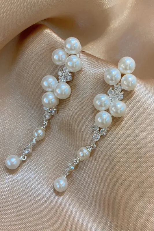 White Pearl Beading Earrings sold by Zapaka