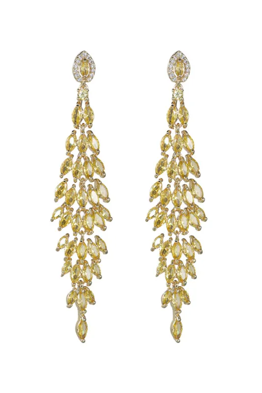 Yellow Rhinestone Dangling Earrings sold by Zapaka