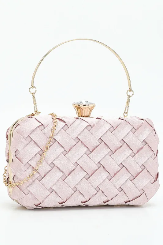 Pink Weave Party Clutch sold by Zapaka