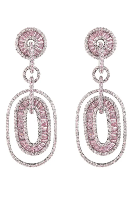 Pink Rhinestone Ring Drop Earrings sold by Zapaka
