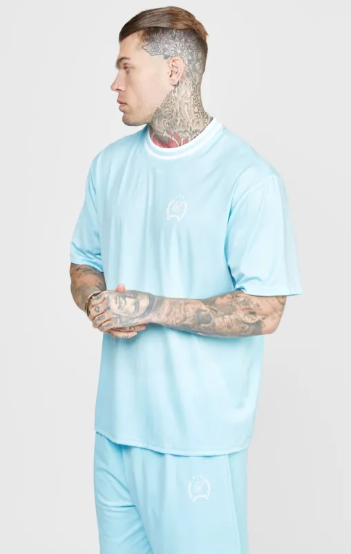 Blue Mesh Drop Shoulder Tee sold by Siksilk