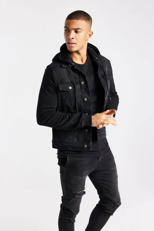 Black Essential Denim Jacket sold by Siksilk