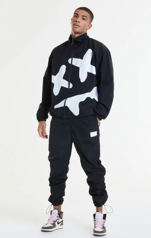 SikSilk X Steve Aoki Loose Fit Funnel Zip Through - Black & White sold by Siksilk