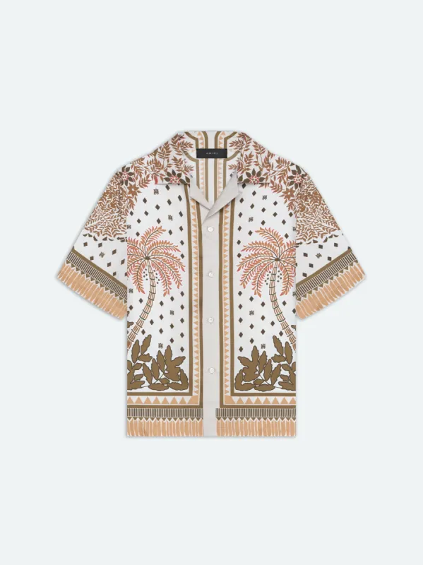 PALM TREE BOWLING SHIRT - Copper Brown sold by AMIRI