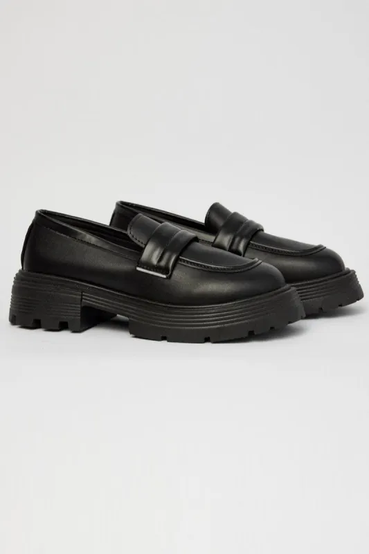 Black Chunky Loafers sold by Ally Fashion