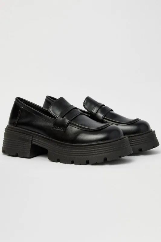 Black Chunky Loafers sold by Ally Fashion