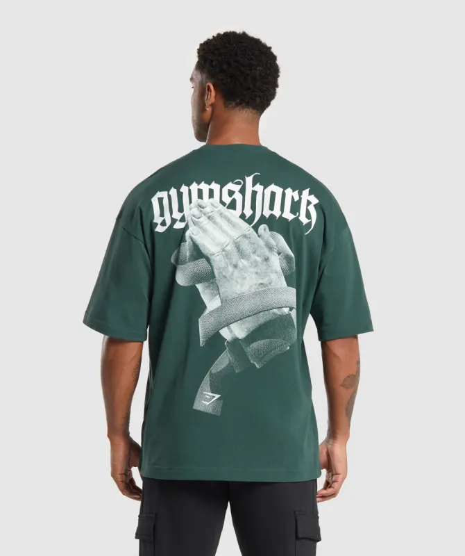 Gymshark Prayer Hands T-Shirt - Fog Green sold by Gymshark