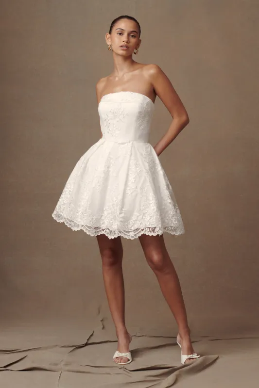 Eileen Lace Mini Dress - White sold by Meshki