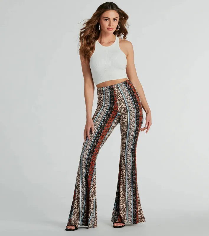 Wanderlust Paisley Print Knit Flare Pants sold by Windsor