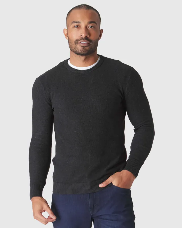 Charcoal Heather Gray Pique Crew Sweater sold by True Classic