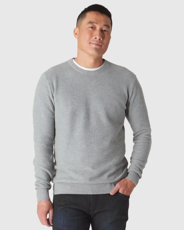 Heather Gray Pique Crew Sweater sold by True Classic