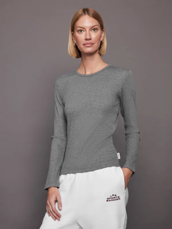Rivington Ribbed Long Sleeve Top - Grey Heather sold by Carbon38