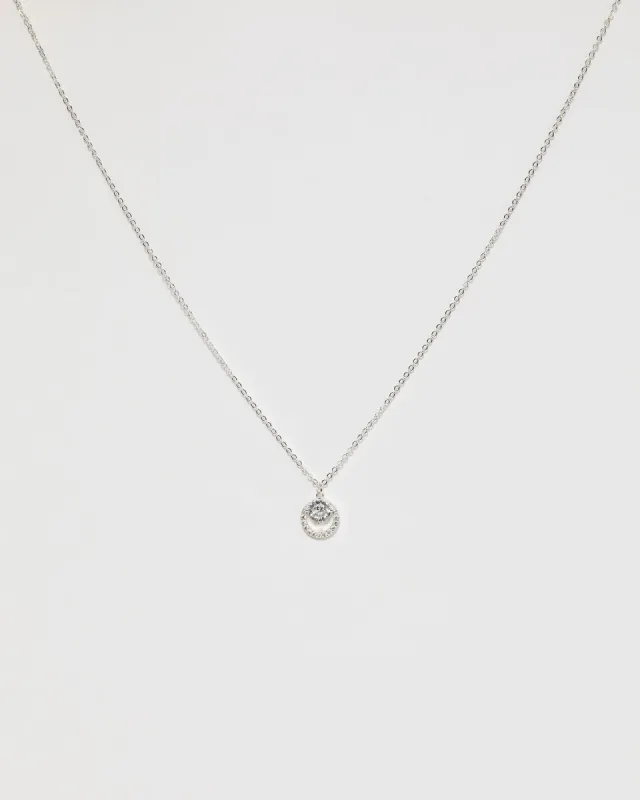 Silver Cubic Zirconia Crystal Ring Pendant Necklace sold by Collete Hayman