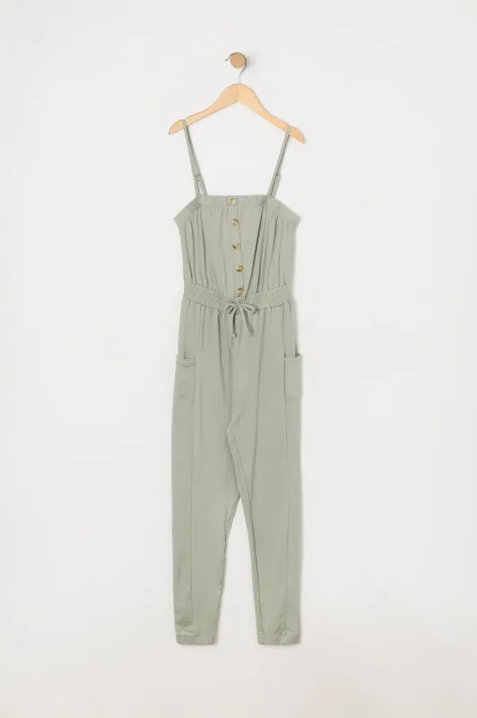 Girls Buttoned Tie Waist Jumpsuit sold by Urban Planet