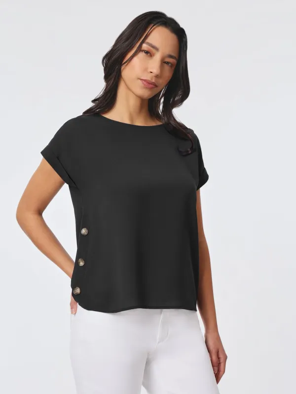 Jasper Crepe Button Detail Blouse sold by Jones New York