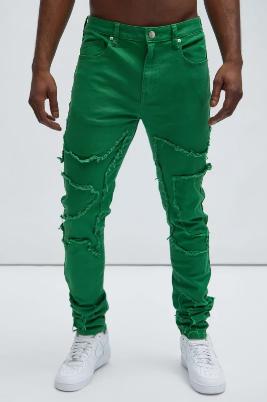 Got Your Back Patched Stacked Skinny Jeans - Hunter sold by Fashion Nova