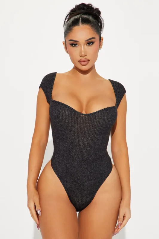 Call You Back Short Sleeve Bodysuit - Black sold by Fashion Nova