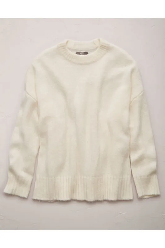 AE77 Premium Mohair-Blend Boyfriend Sweater NULL Cream XS sold by American Eagle