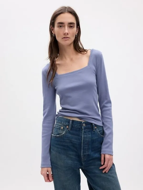 Modern Rib Square-Neck Cropped T-Shirt sold by GAP