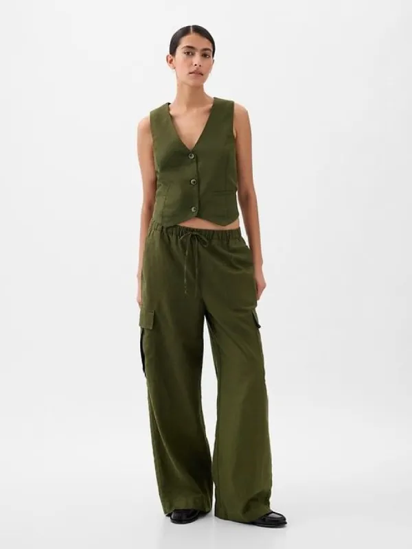 Linen-Cotton Pull-On Cargo Pants sold by GAP