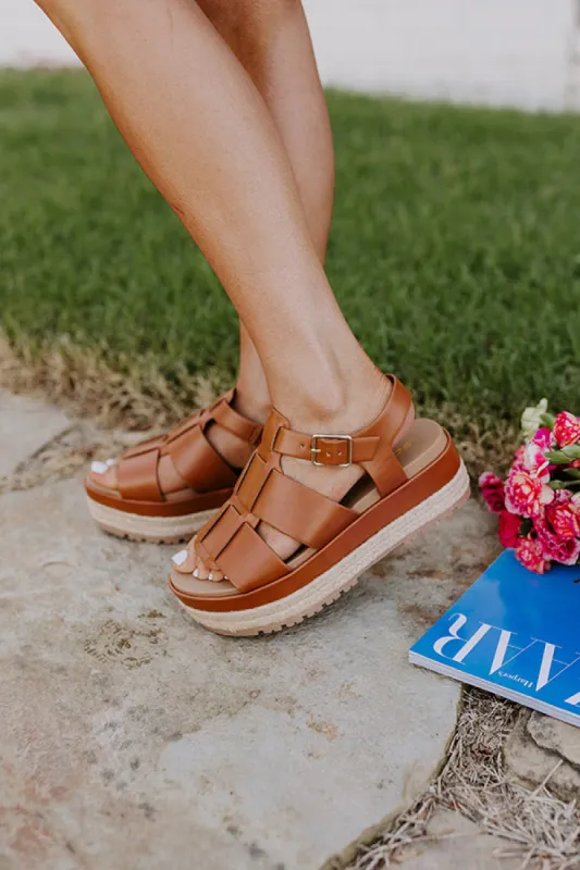 The Frankie Faux Leather Espadrille in Brown sold by Impressions