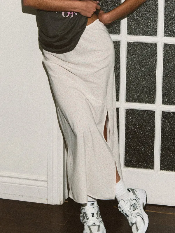 HARLOW MIDI SLIT SKIRT - CREAM - CLEARANCE sold by Boathouse