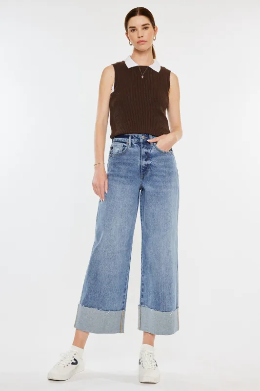 Alfie 90's Cropped  Wide Leg Jeans sold by Kan Can