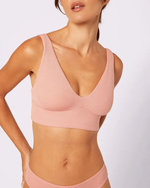 Lush Sculpt Plunge Longline Bralette | Lush Rib (Hot Honey) sold by Parade