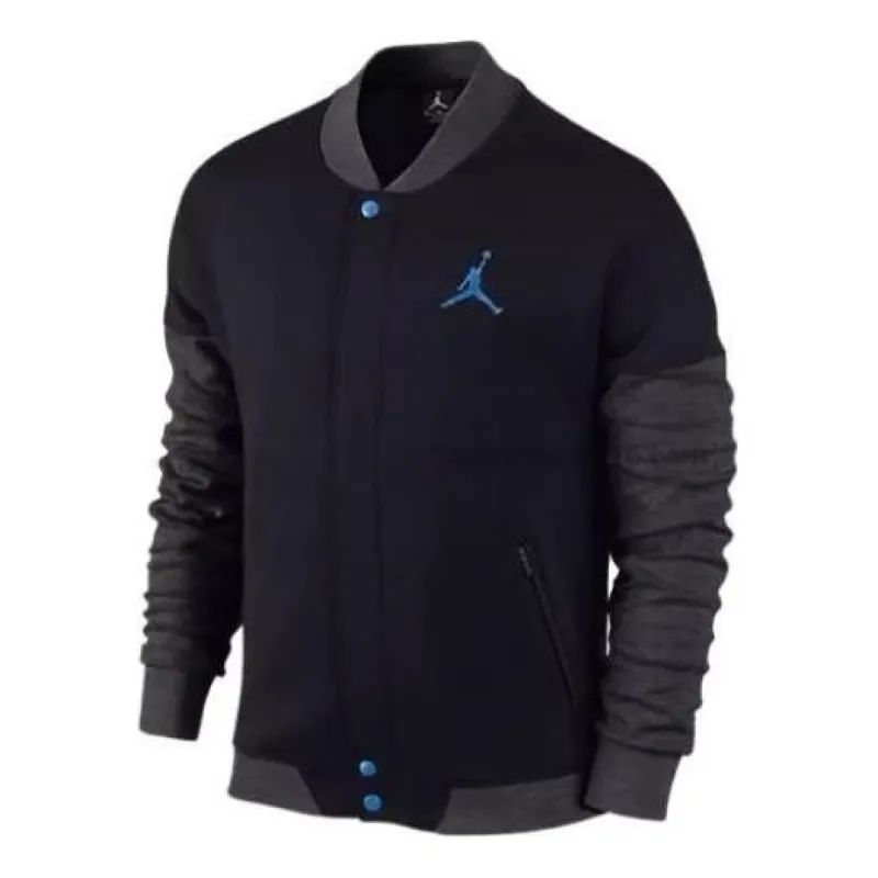 Air Jordan Logo Varsity Jacket 'Black Blue' 677812-010 sold by KicksCrew