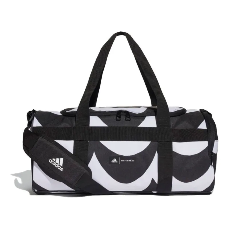 (WMNS) adidas Small Duffel Bag with Marimekko Laine Allover Print 'White Black' GV2106 sold by KicksCrew