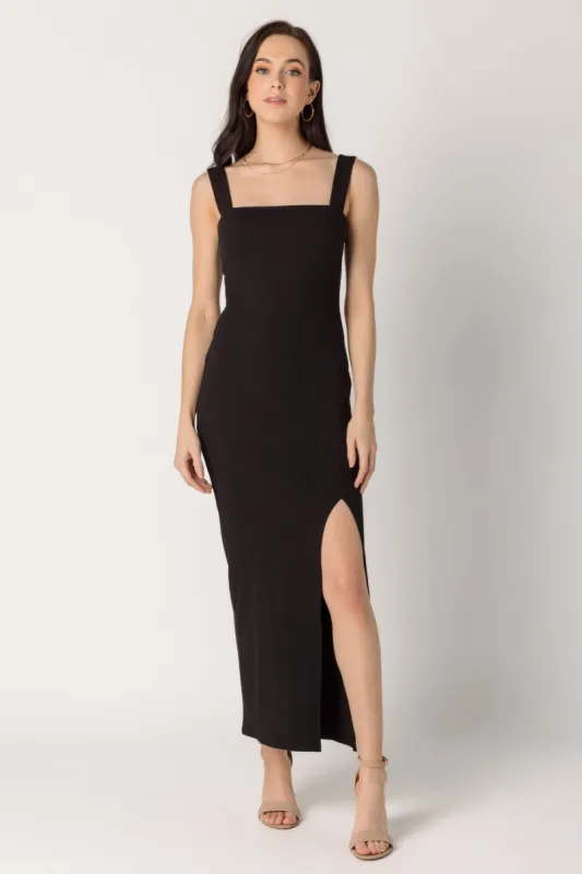 Ribbed Wide Strap Square Neck Maxi Dress sold by Eclipse