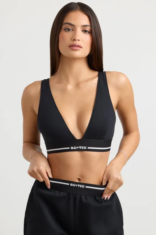 Recreation - Plunge-Neck Sports Bra in Black sold by Bo + Tee